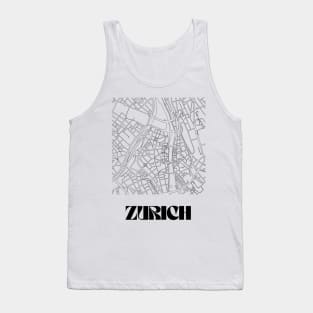 Retro Map of Zurich, Switzerland Minimalist Line Drawing Tank Top